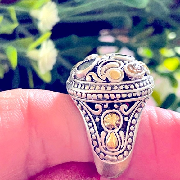 ❗️FINAL PRICE❗️18K Yellow Gold Details and 925 Sterling Silver Dome Ring - Picture 6 of 11